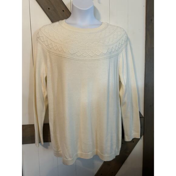 Talbots Plus Cream Ivory Off White Sweater 2X Yoke Design - Picture 1 of 6